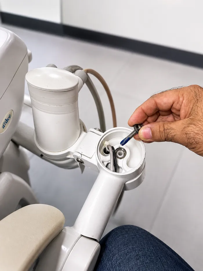 Dental delivery unit handpiece holder bearing and tubing hub service, Orange County